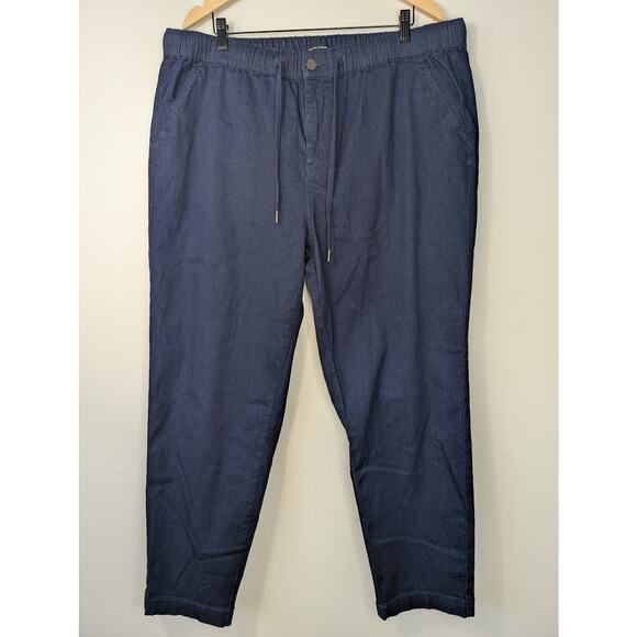 Universal Standard Dark Indigo Comfort Denim Drawstring High Rise Tapered Jean - Picture 2 of 10